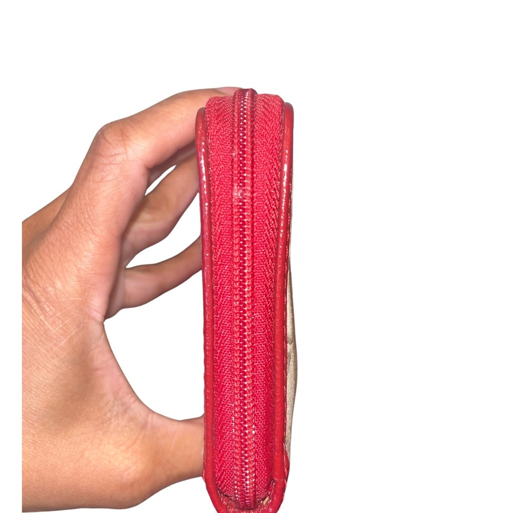 Coach Poppy Red Signature Zip Around Wallet/Wristlet - Picture 6 of 11
